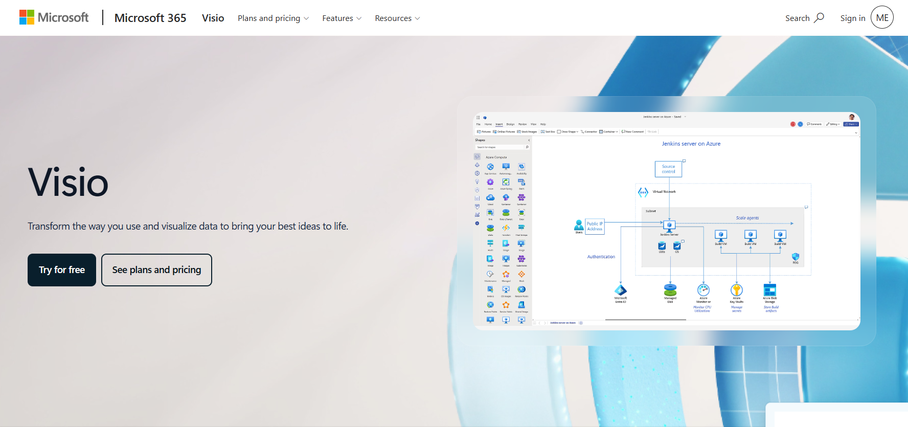 Microsoft Visio, онлайн-редактор диаграмм с библиотекой фигур