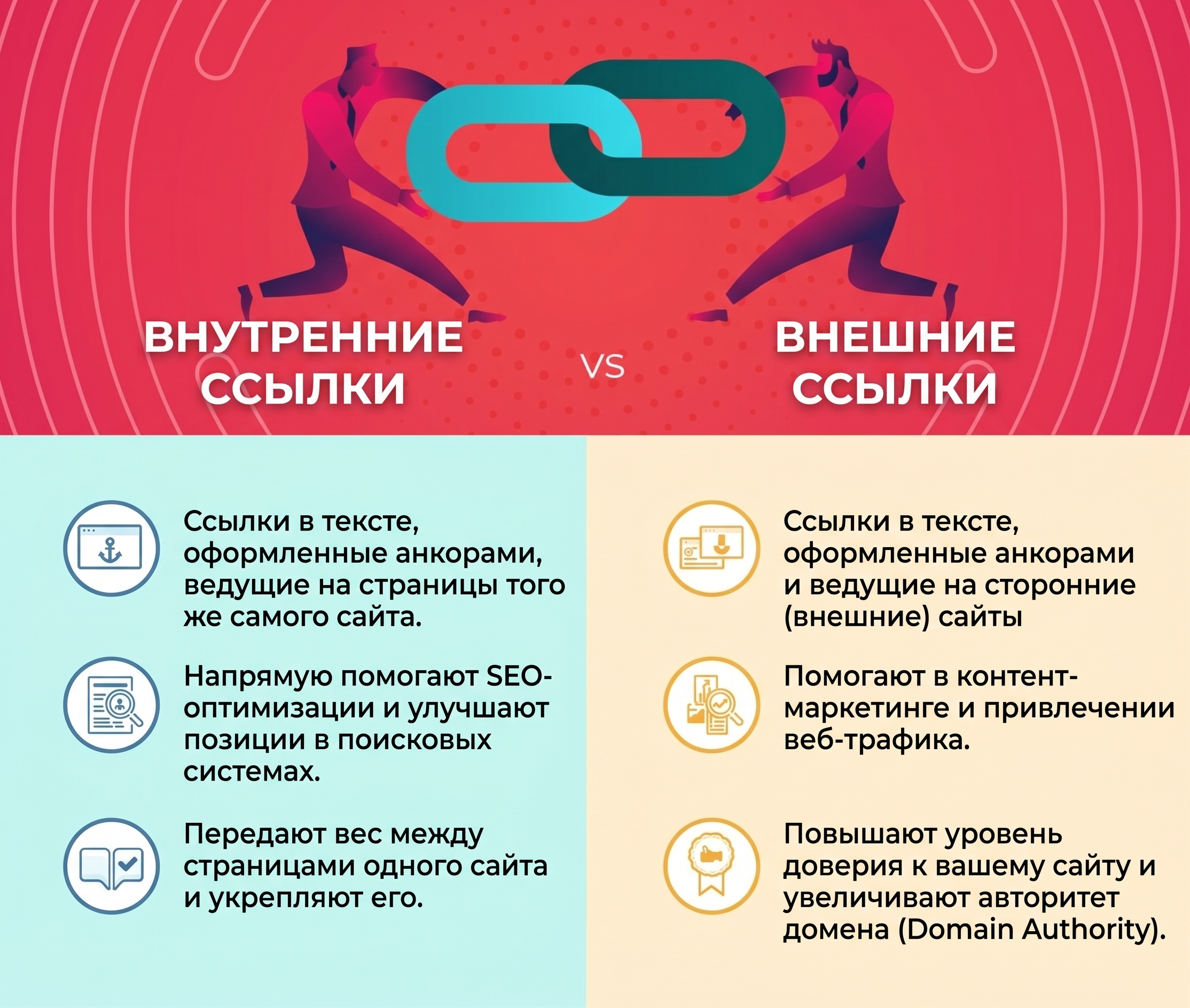 Сравнение внутренних и внешних ссылок для продвижения блога