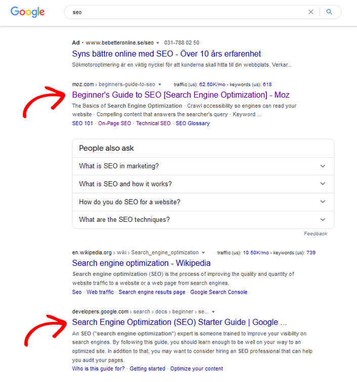 Пример выдачи Google для определения поискового интента запроса